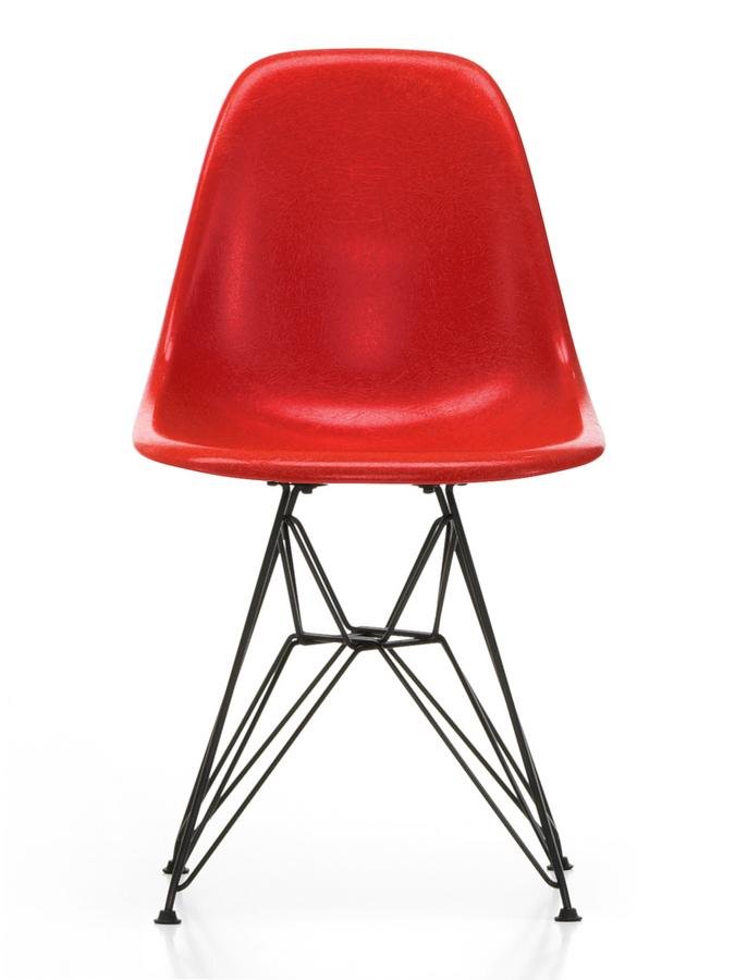 Eames Fiberglass Chair DSR, Eames classic red, Powder-coated