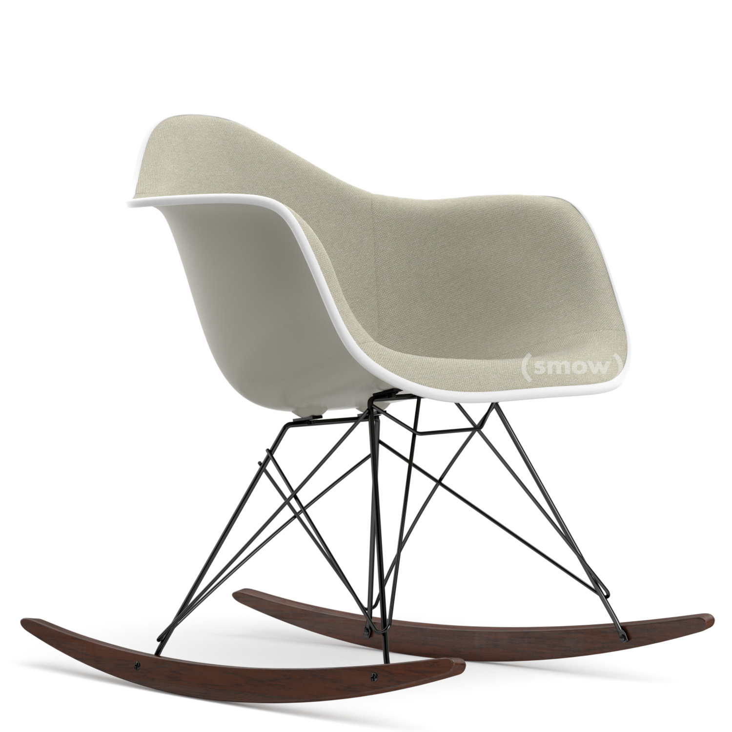 Vitra Rar With Upholstery Pebble With Full Upholstery Warm Grey Ivory White Basic Dark Dark Maple By Charles Ray Eames 1950 Designer Furniture By Smow Com