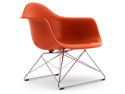 Eames Plastic Armchair RE LAR Red (poppy red)|Without upholstery|Chrome-plated