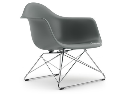 Eames Plastic Armchair RE LAR Granite grey|Without upholstery|Chrome-plated