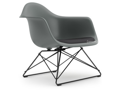 Eames Plastic Armchair RE LAR Granite grey|Seat upholstery dark grey|Coated basic dark