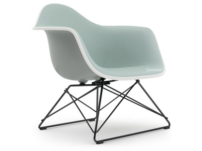 Eames Plastic Armchair RE LAR Light grey|Full upholstery ice blue / ivory|Coated basic dark