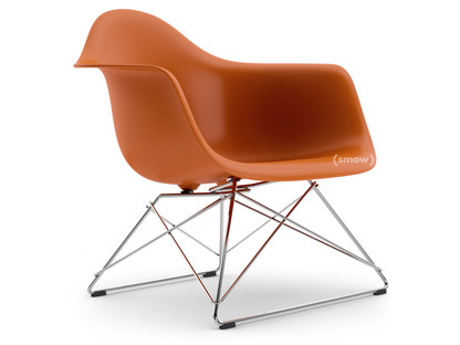 Eames Plastic Armchair RE LAR Rusty orange|Without upholstery|Chrome-plated