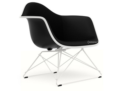 Eames Plastic Armchair RE LAR Deep black|Full upholstery nero|Coated white