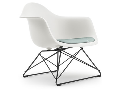 Eames Plastic Armchair RE LAR White|Seat upholstery ice blue / ivory|Coated basic dark