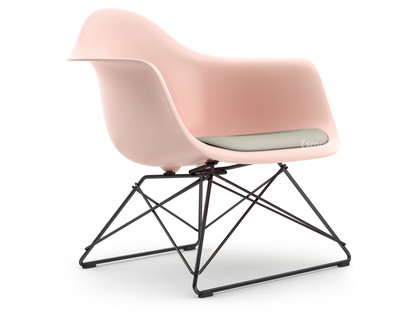 Eames Plastic Armchair RE LAR Pale rose|Seat upholstery warm grey / ivory|Coated basic dark