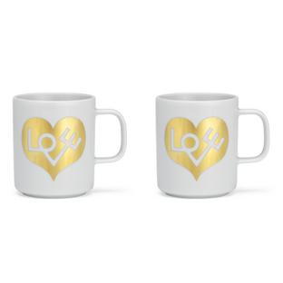 Girard Coffee Mugs Love Heart, gold|Set of 2