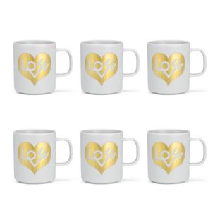 Girard Coffee Mugs Love Heart, gold|Set of 6