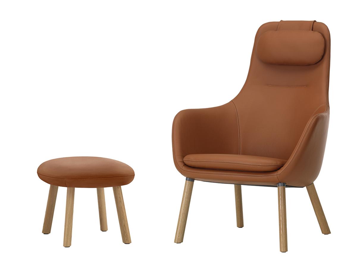 HAL Lounge Chair Leather Premium cognac With Ottoman Vitra