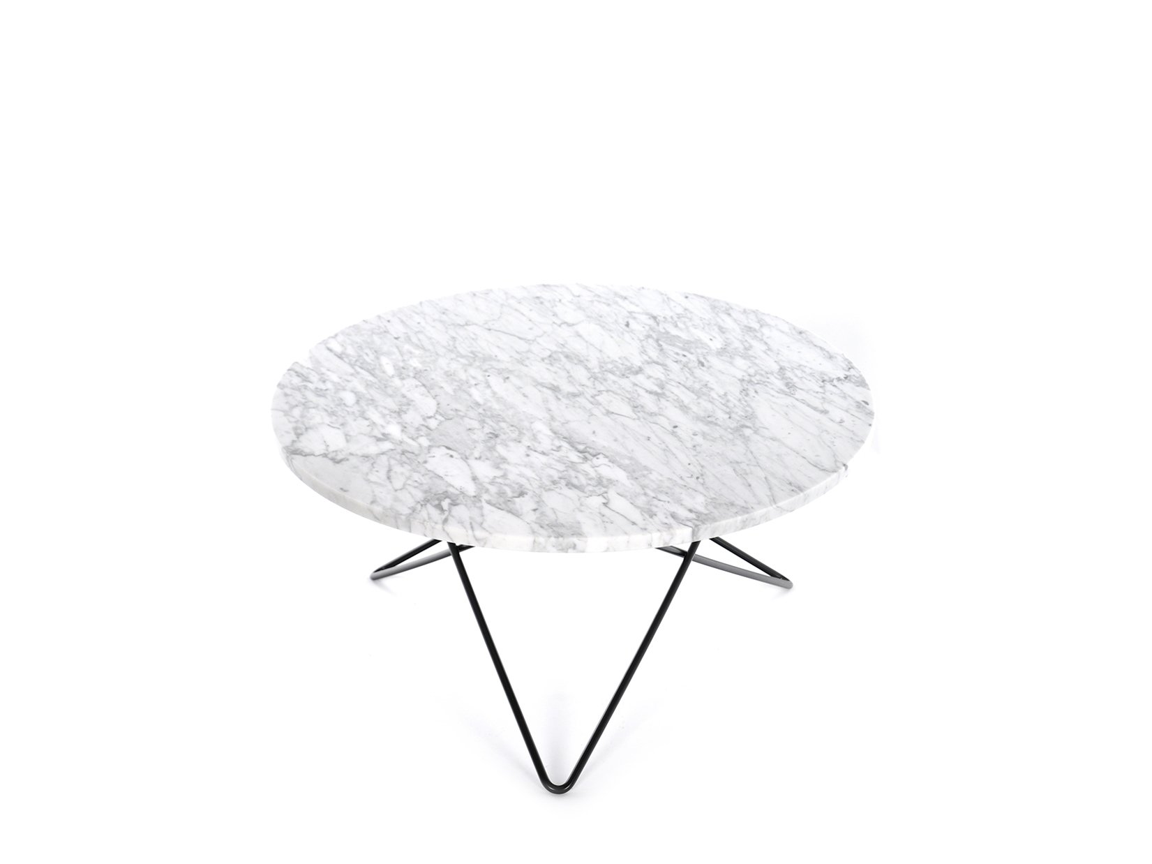 O Table, White Carrara, Steel, black powder-coated | OX Denmarq