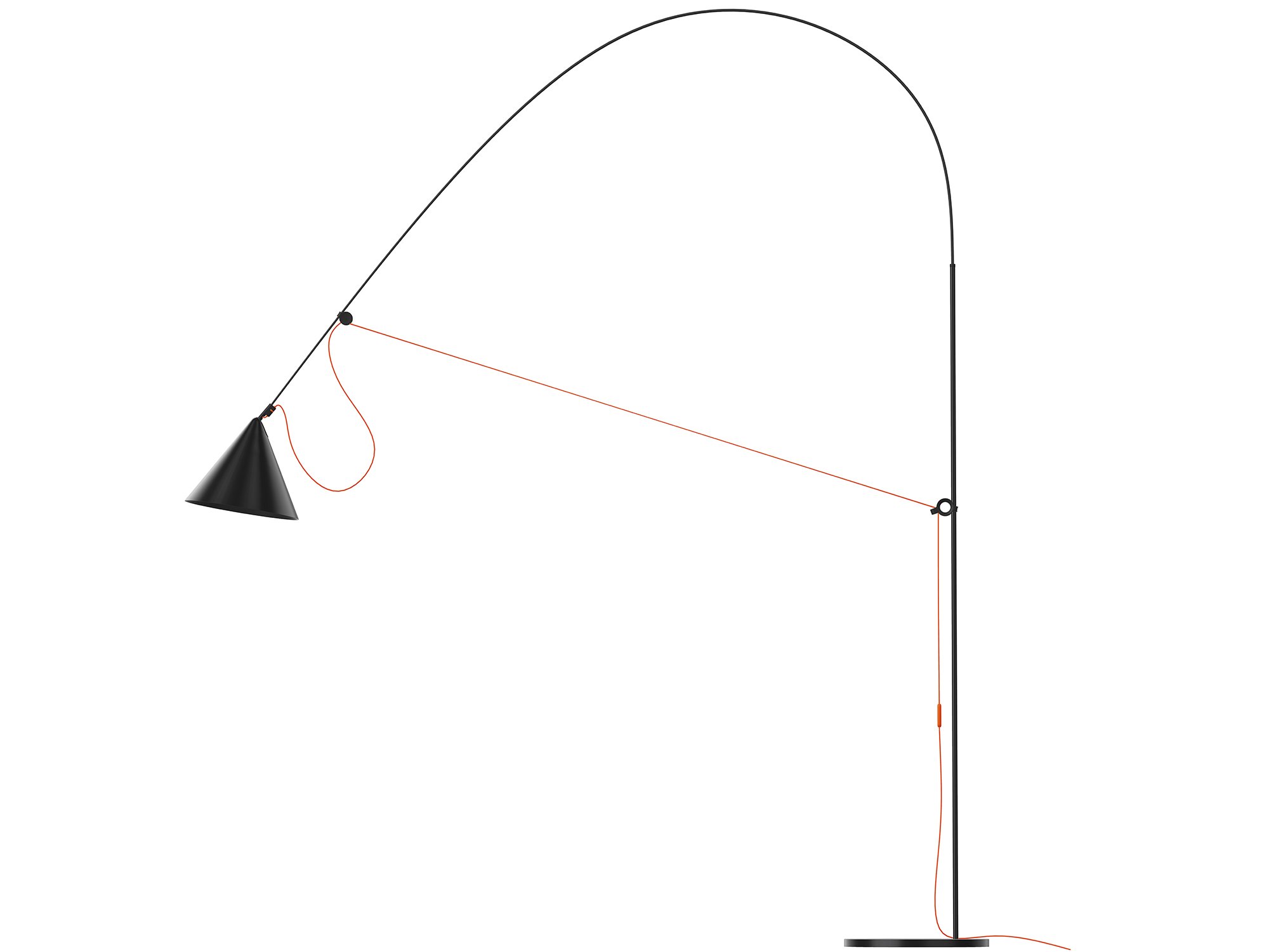 Ayno XL Floor Lamp, Black, Orange, 2700 K | Midgard