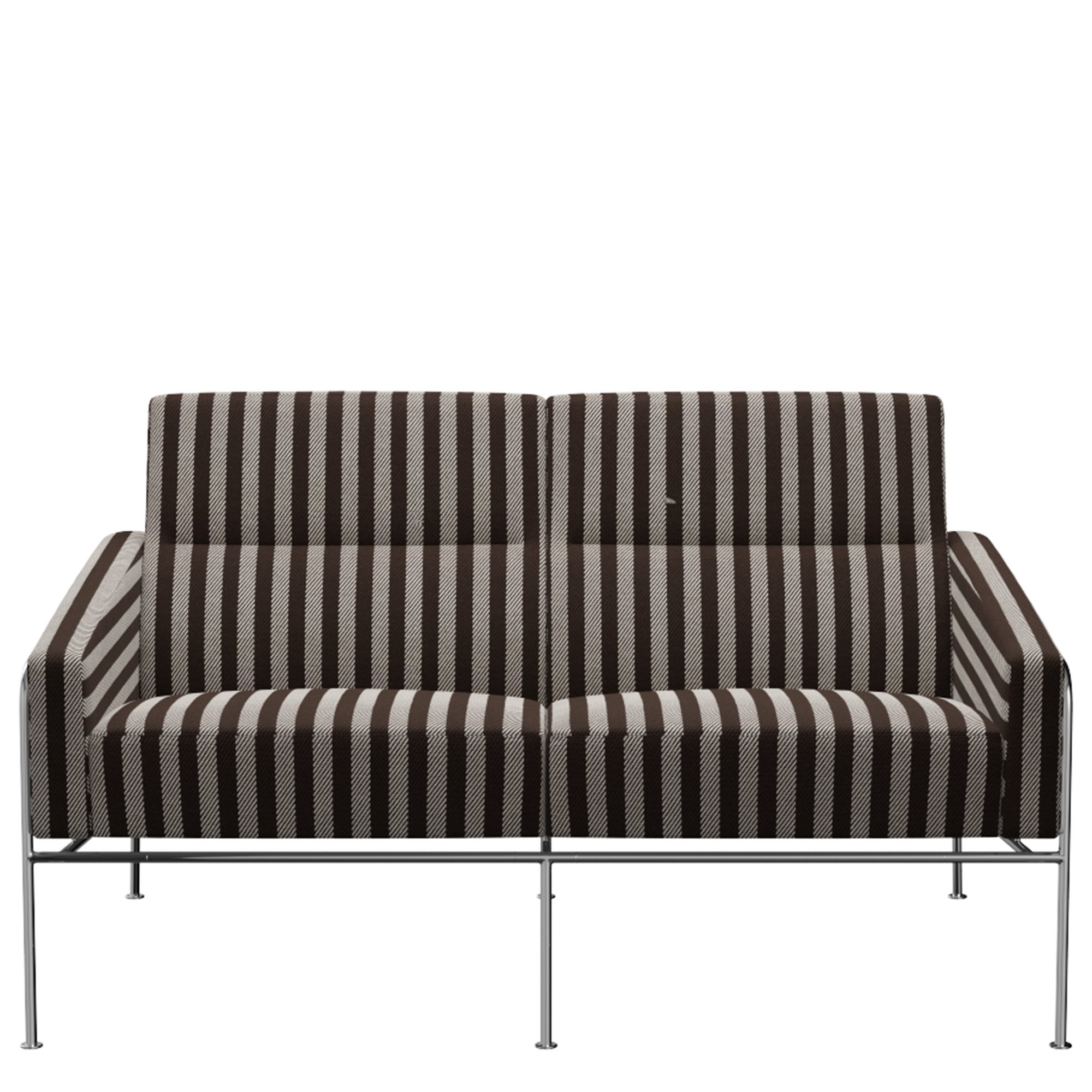 Series 3300 Sofa, Voulez-vous 001 - Brown / beige, Chrome-plated steel | Fritz Hansen | by Arne Jacobsen, 1956