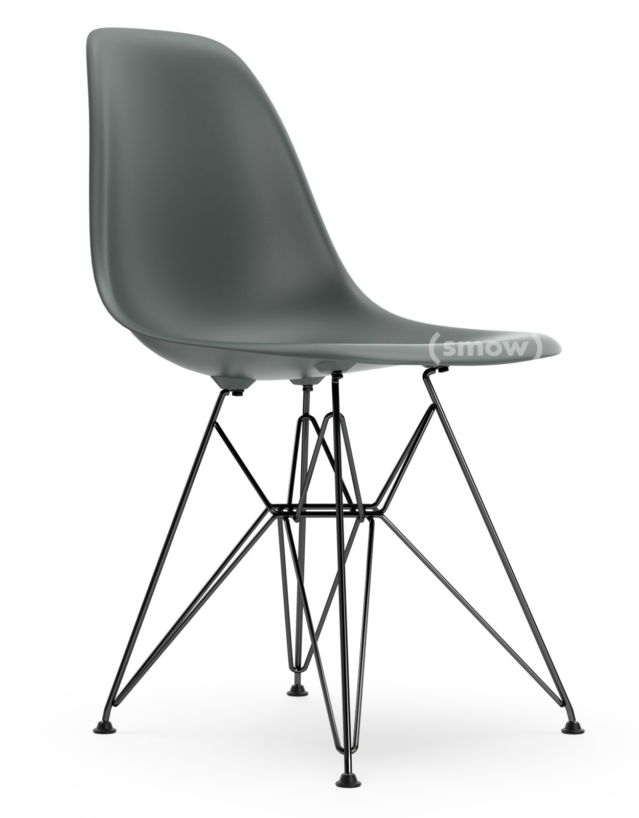Eames Plastic Side Chair RE DSR, Granite grey, Without upholstery