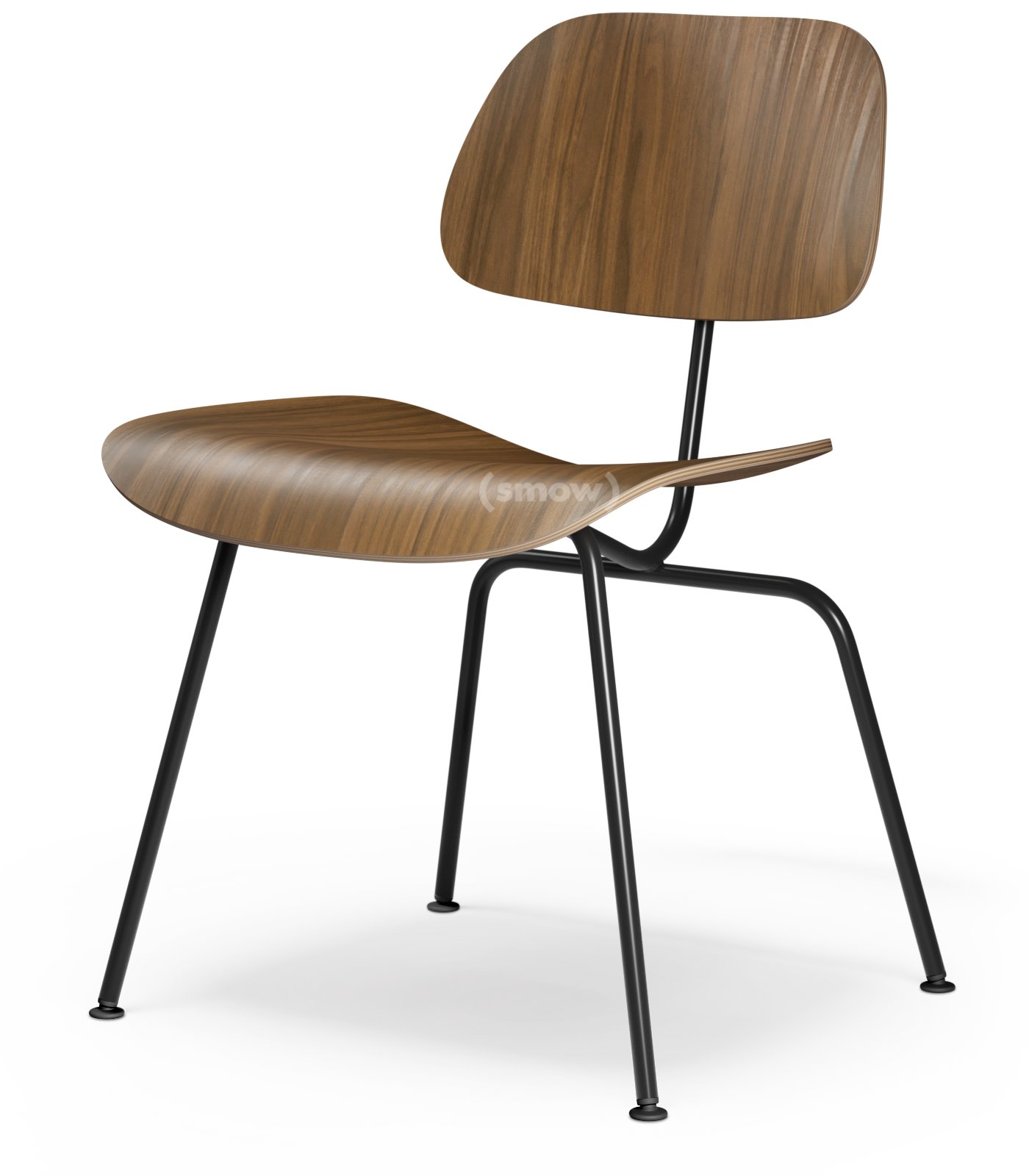 Plywood Group DCM Chair, Black pigmented walnut, Powder-coated