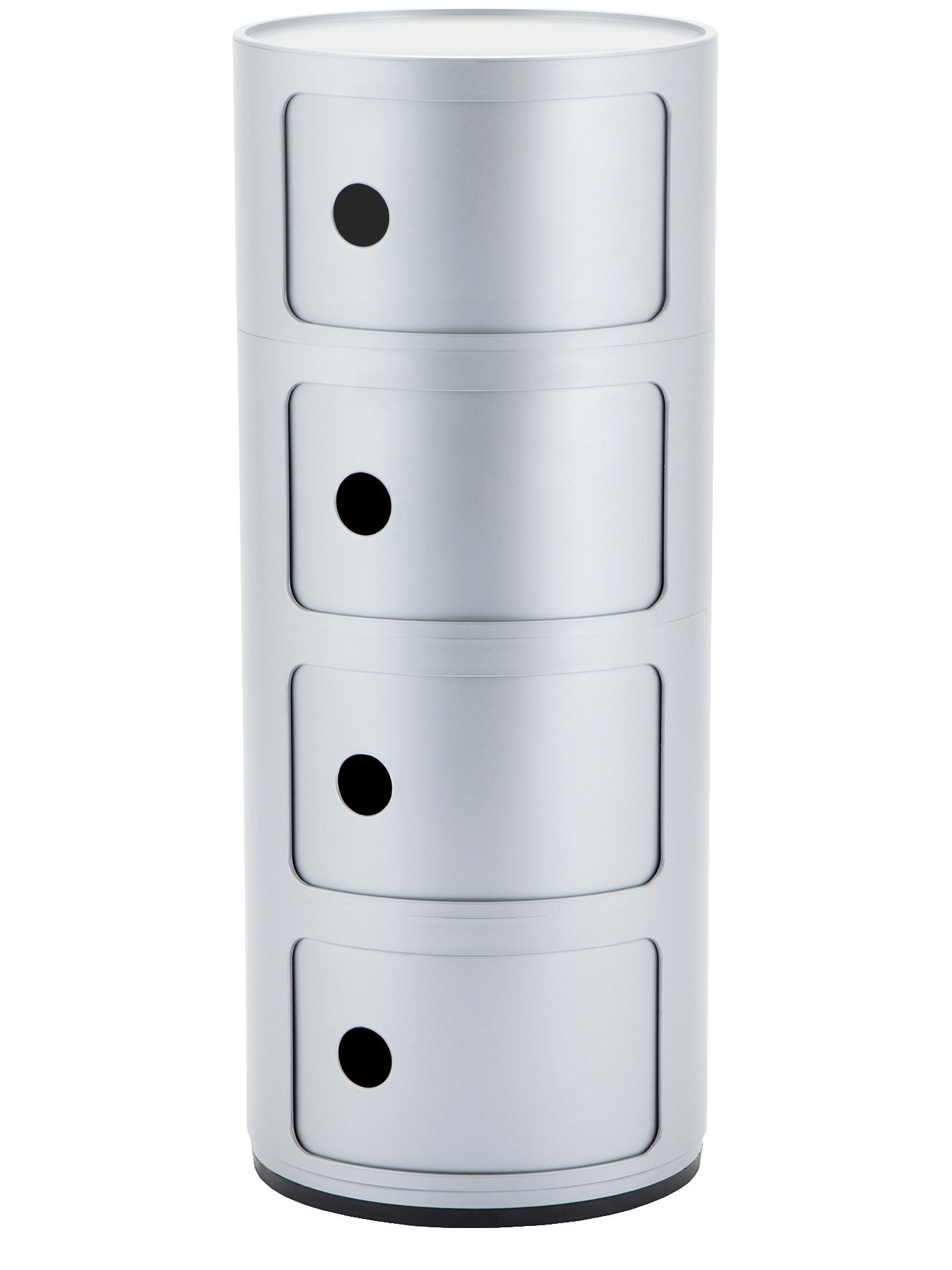 Componibili Round - 4 Compartments, Silver | Kartell | Side & Roll