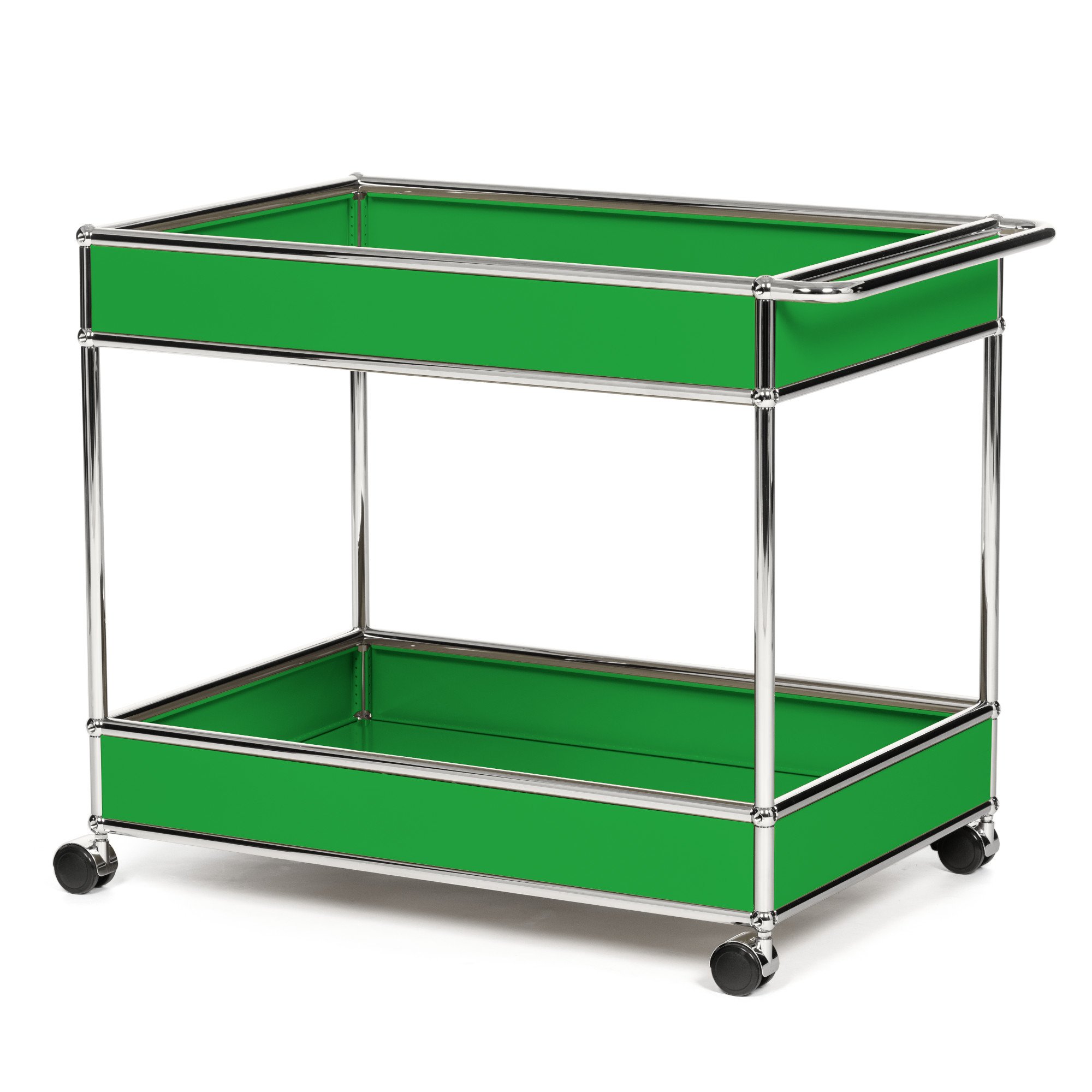 USM Haller Bar Trolley Type II with panelling, USM green, Soft USM Haller Bar Trolley Type II with panelling, USM green, Soft