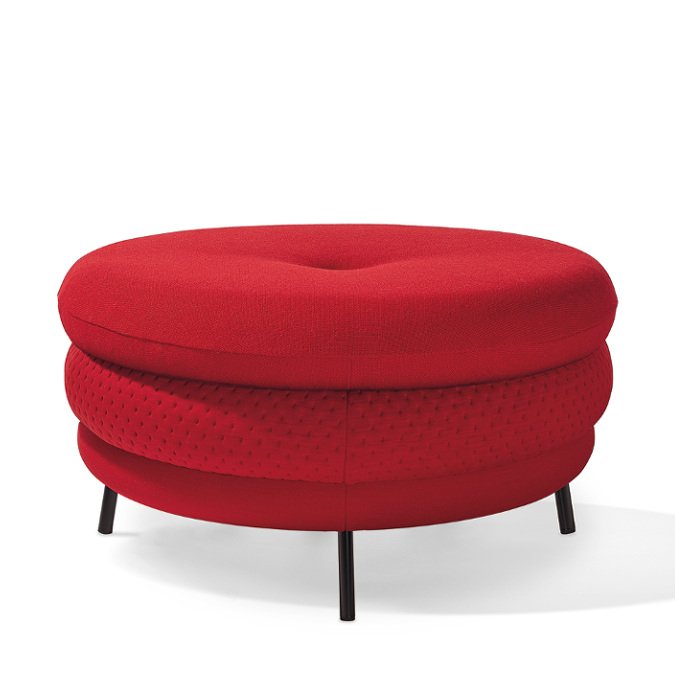 Pouf Fat Tom, 3-layer, with legs, Red | Richard Lampert | Stools