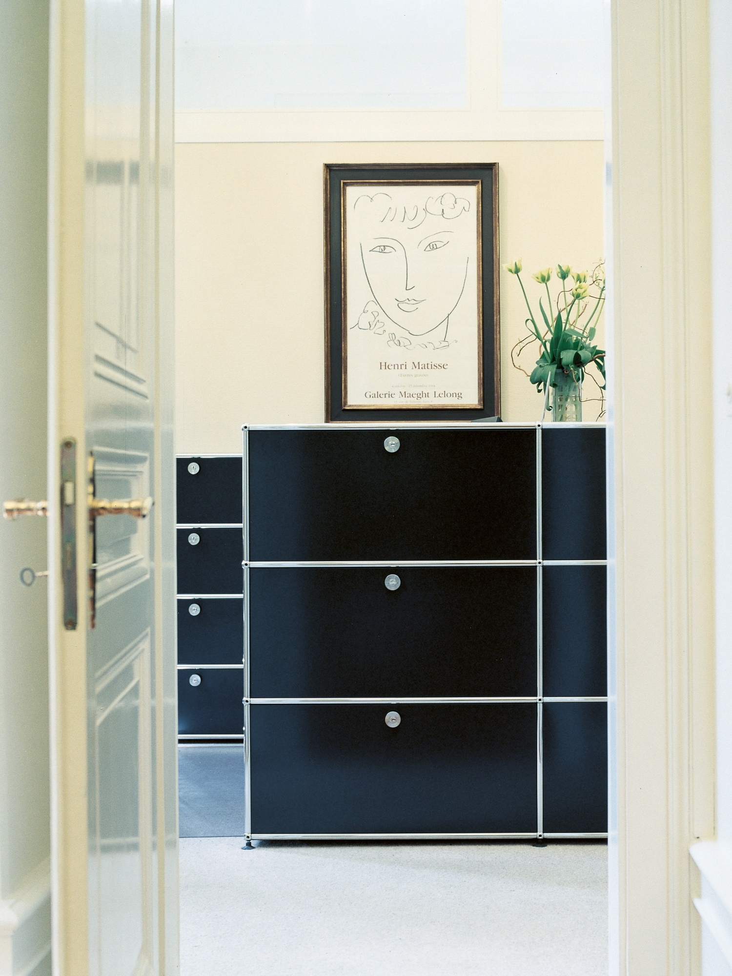 USM furniture in the reception area