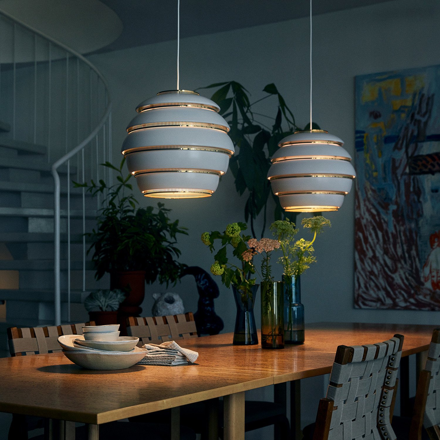 Artek A331 ビーハイヴ　北欧　ミッドセンチュリー　モダン Pendant Lamp A331 Beehive, Black, brass plated steel rings | Artek