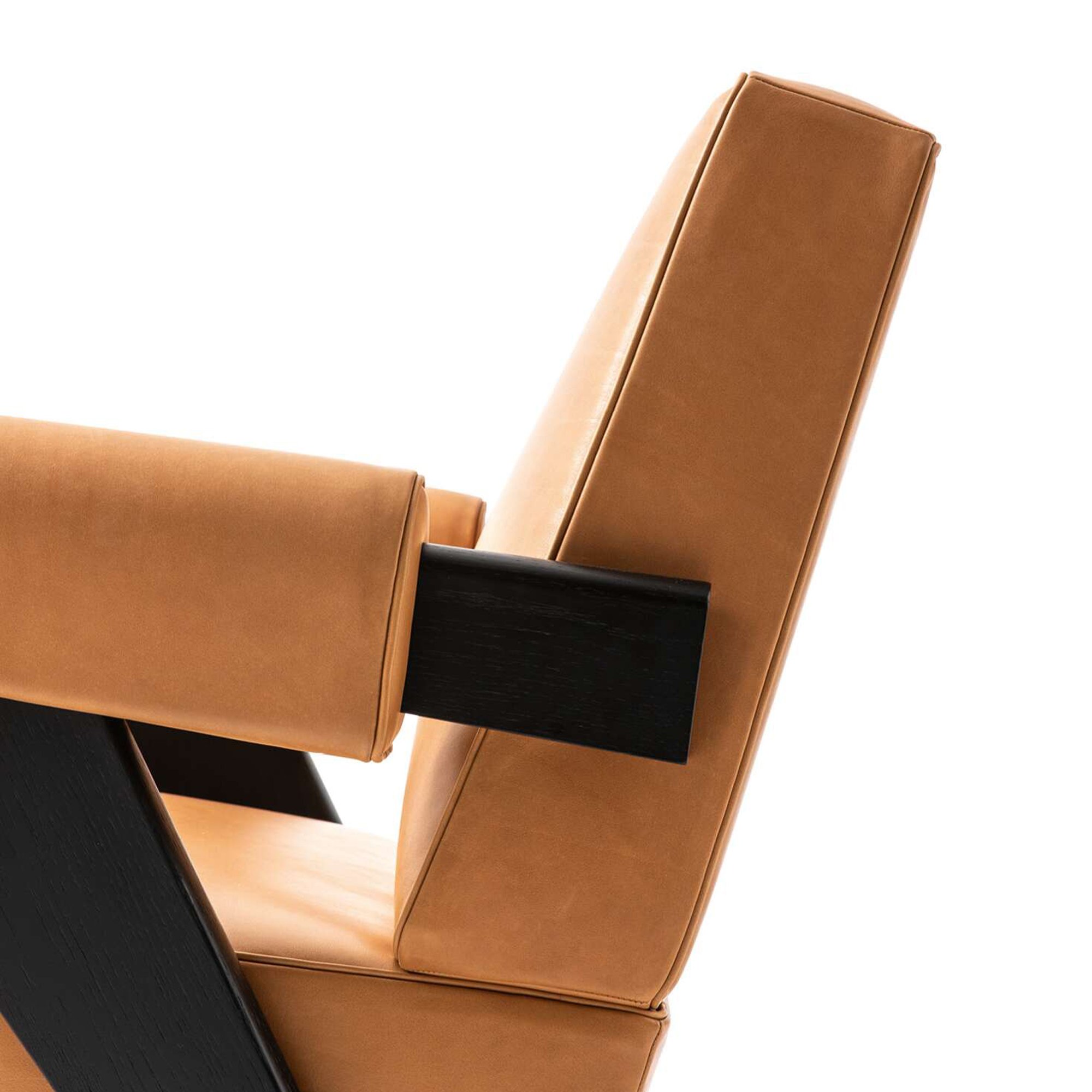 Capitol Complex Armchair, Black stained oak / cognac leather