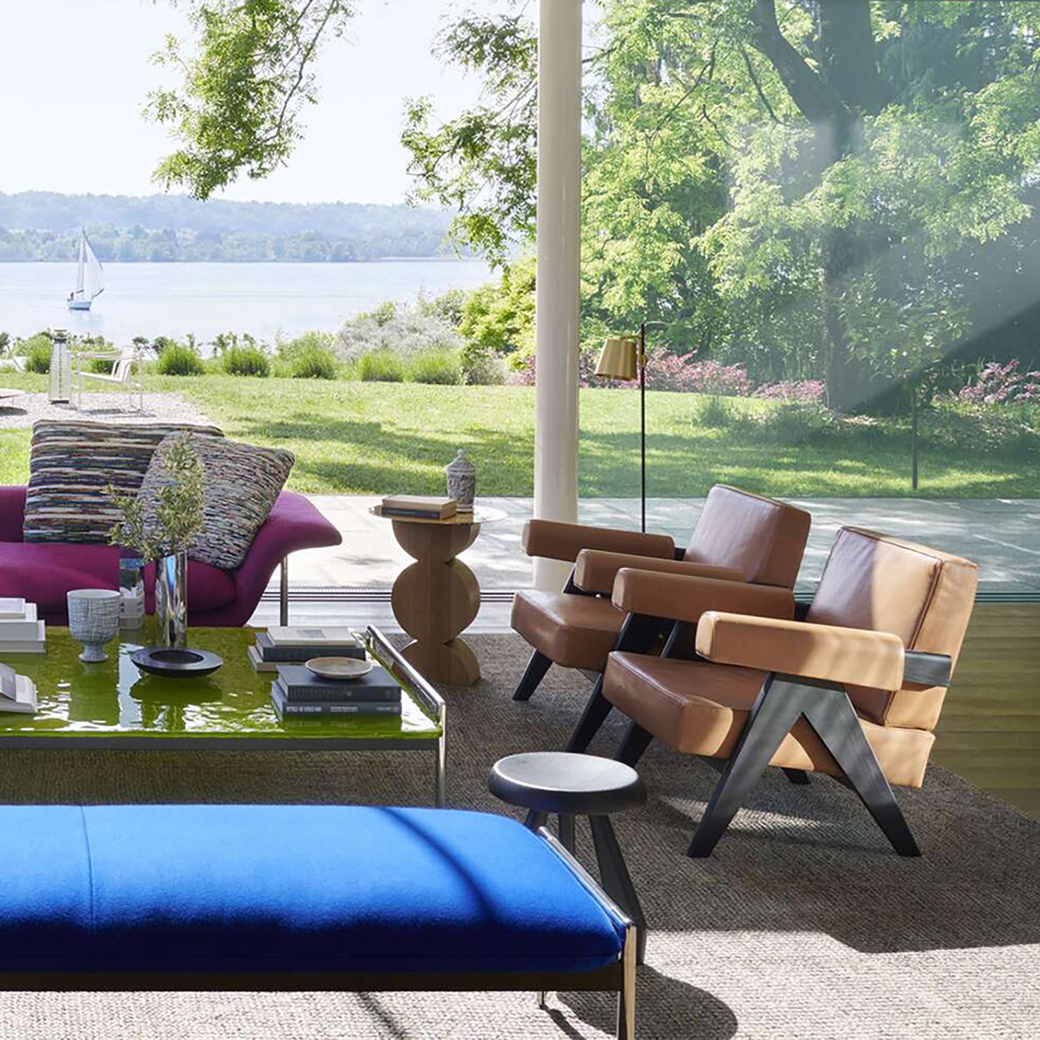 Capitol Complex Armchair, Black stained oak / cognac leather