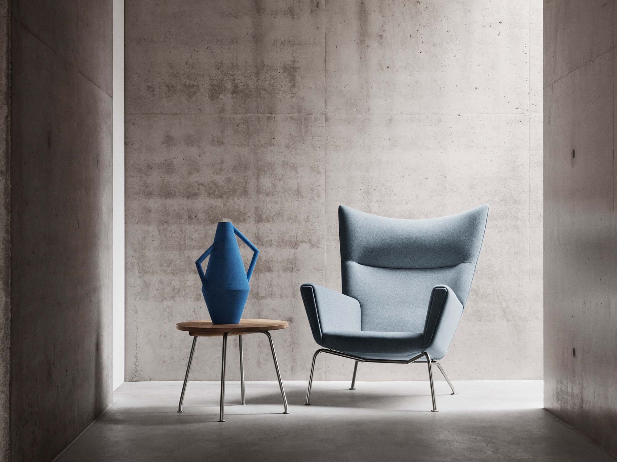 CH445 Wing Chair, Passion green, With footstool Carl Hansen