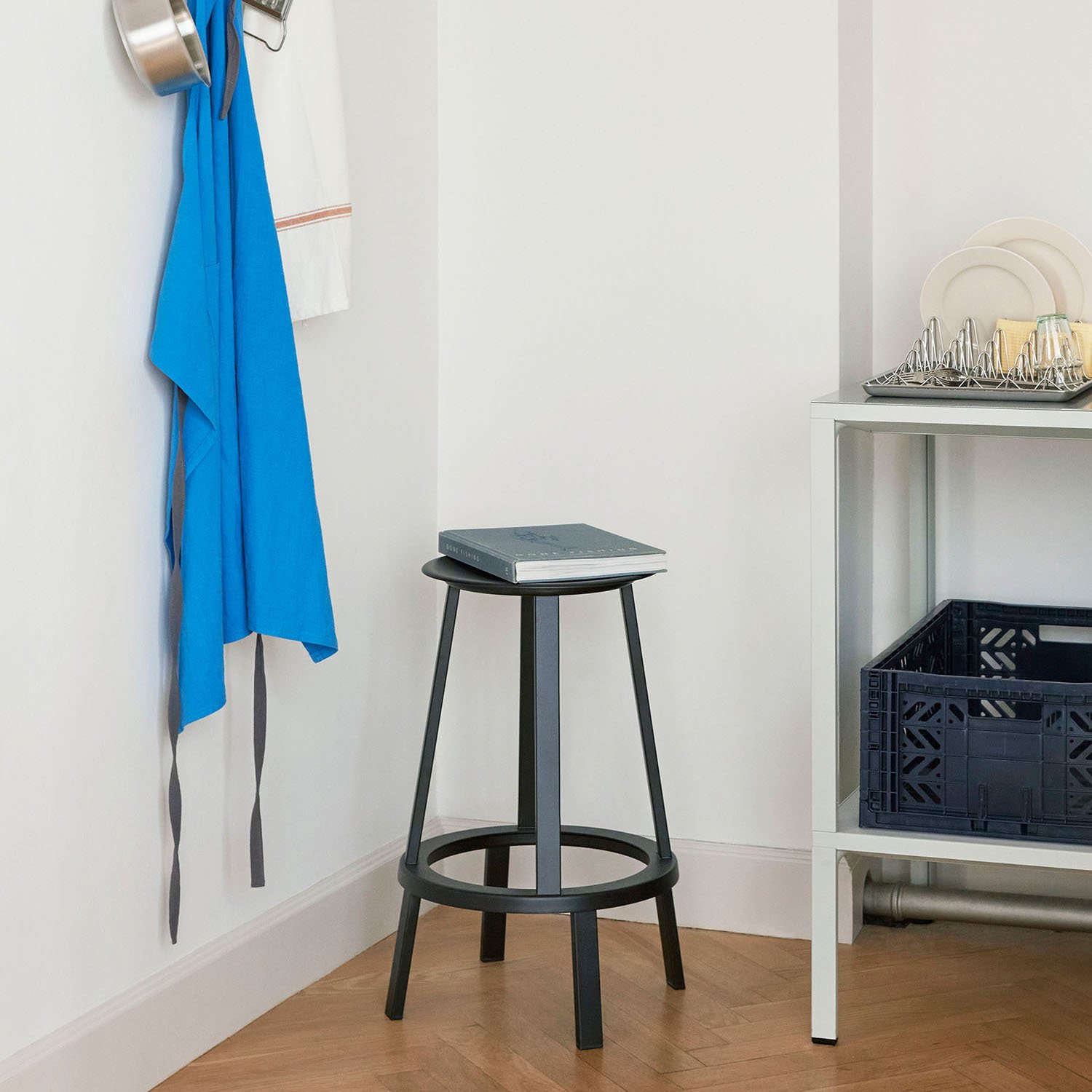 Revolver Bar Stool, Kitchen version: seat height 65 cm, Sky grey