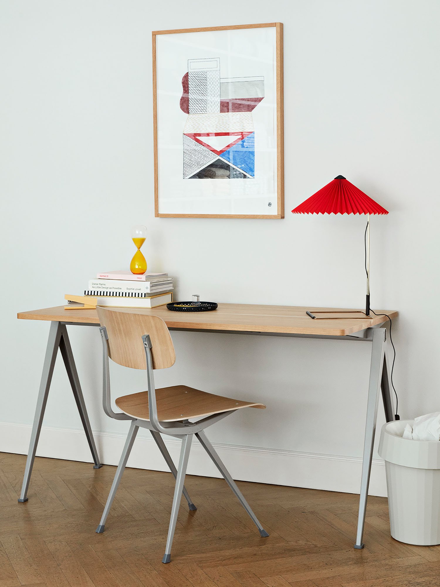 Pyramid Table 01, L 140 x W 75 x H 74 cm, Smoked oak, Steel beige