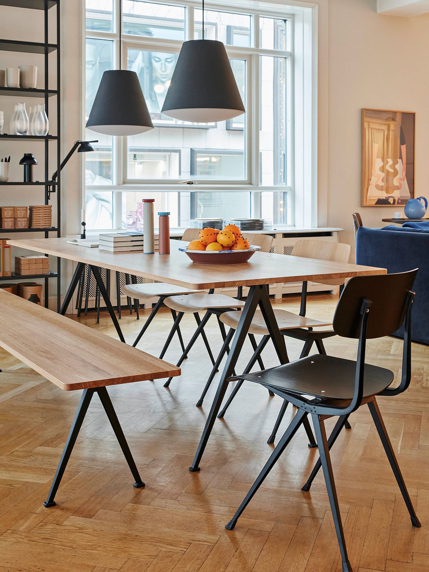 Pyramid Table 02, Smoked oak, Steel black powder-coated | Hay
