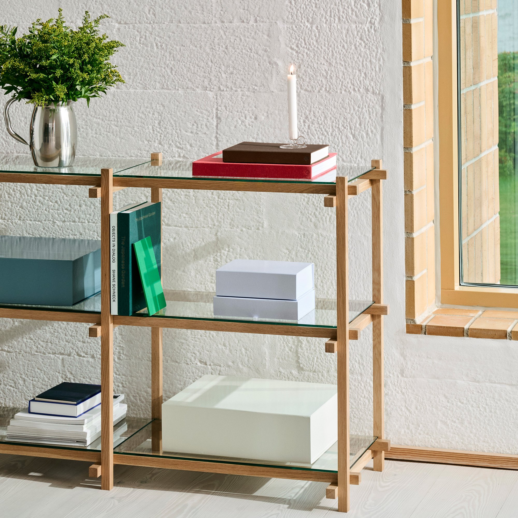 Woody Shelf, H 196,5 cm x W 206,5 cm, Soaped oak / almond white