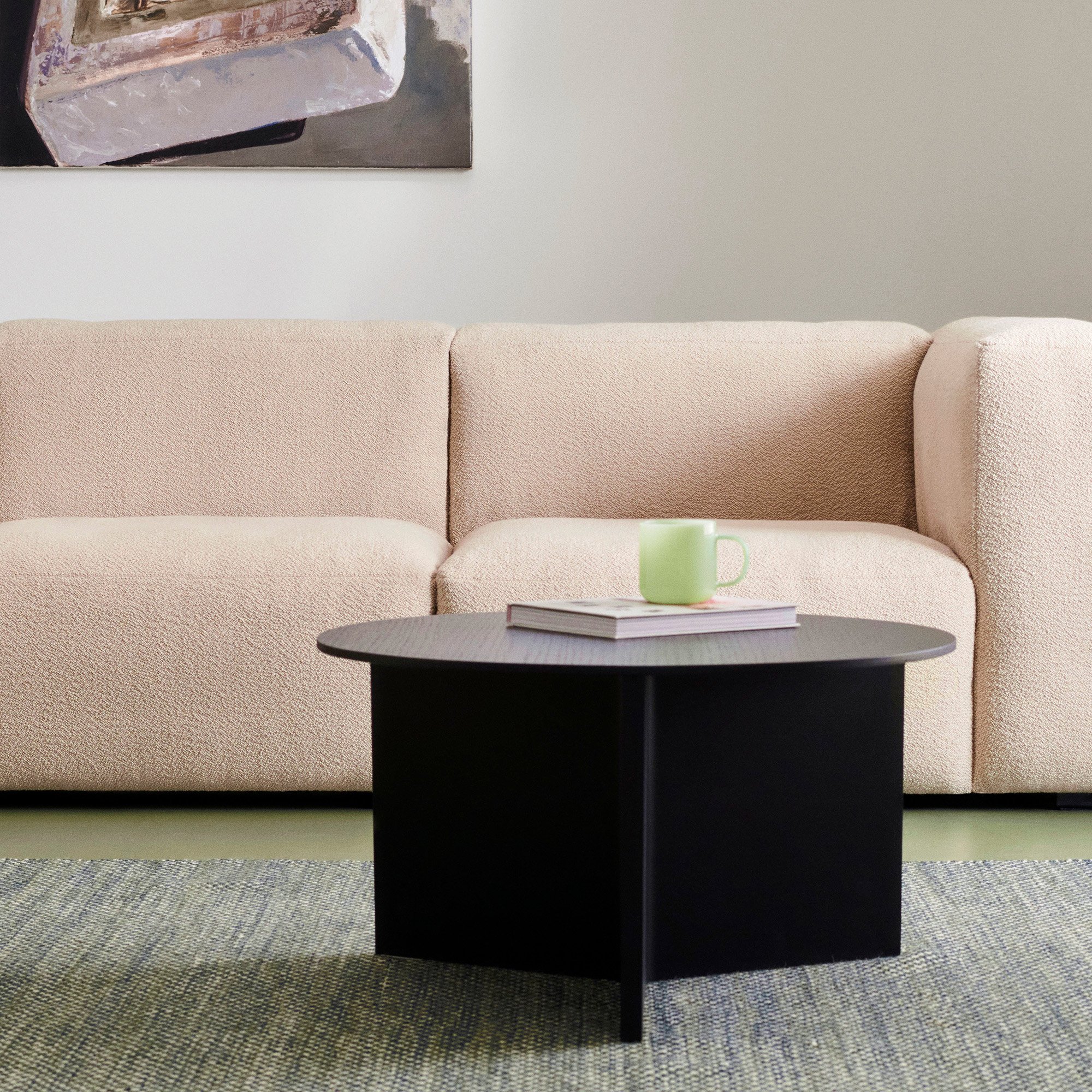 Slit Side Table Wood, H 35,5 x L 49,3 x D 27,5 cm, Black lacquered