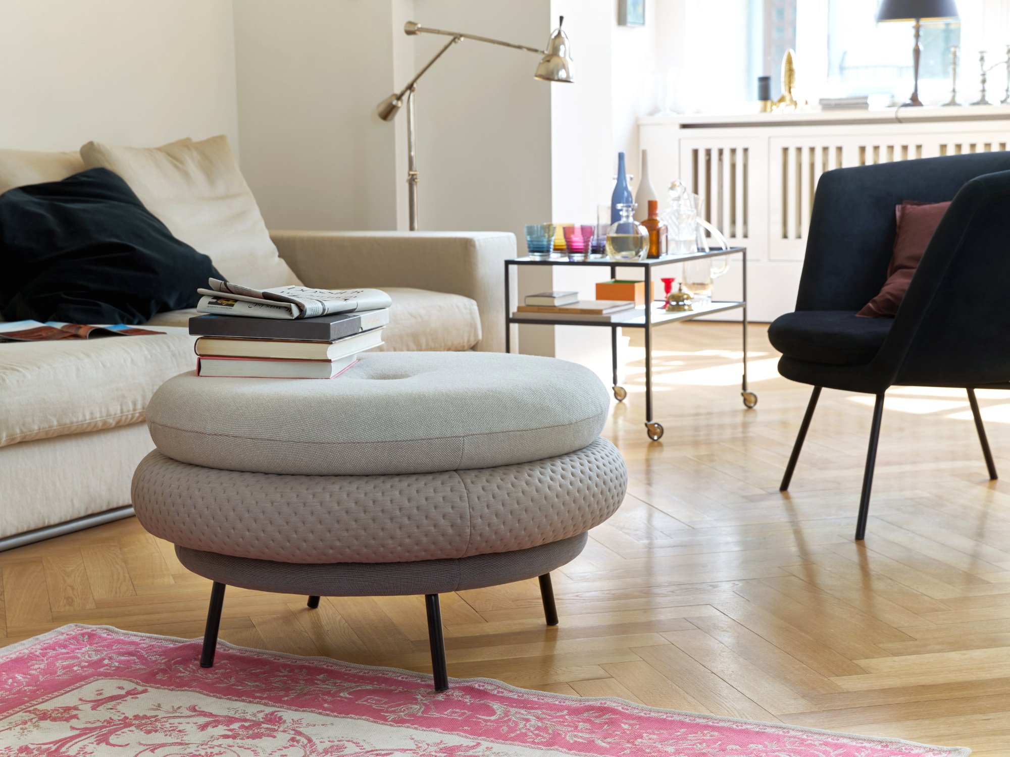 Pouf Fat Tom, 4-layer, without legs, Brown | Richard Lampert