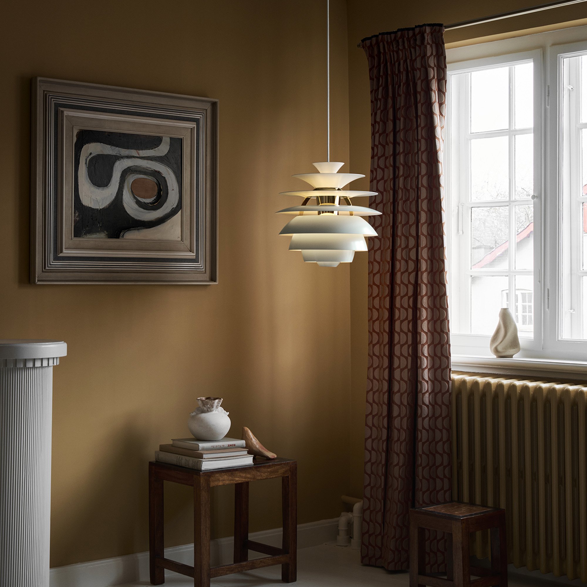PH Snowball Pendant Lamp, Dusty green / Chrome | Louis Poulsen