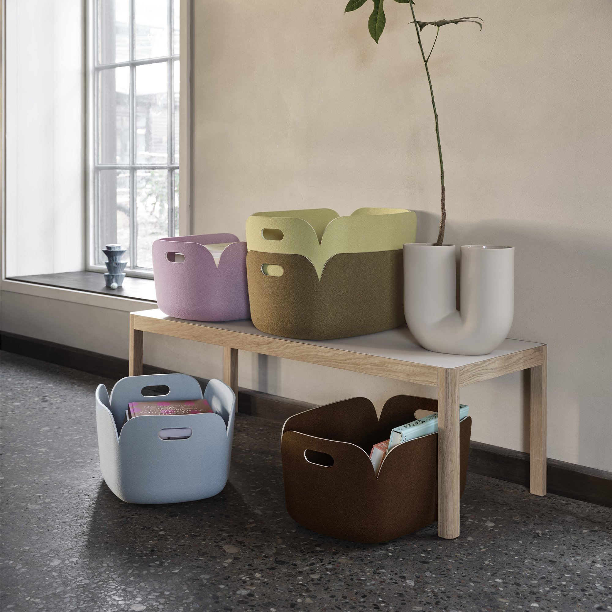 小物入れ UNITED ARROWS HAY MENU muuto bastisrike Restore Storage Basket, Dusty Lilac | Muuto | Occasional Storage