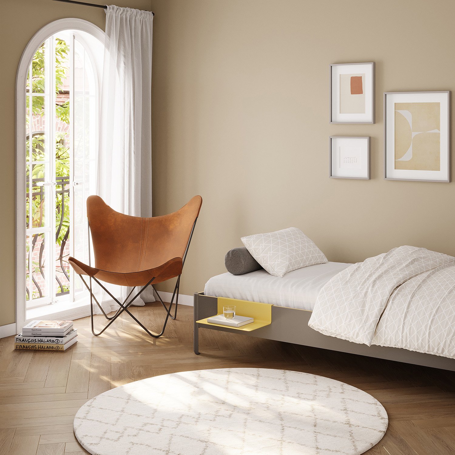 Trifolium Butterfly Chair, Cognac, Stainless steel | OX Denmarq