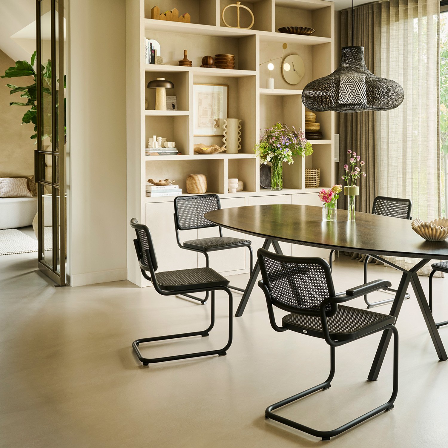 S 32 V Dark Melange Cantilever Chair, Sage | Thonet | Cantilever S 32 V Dark Melange Cantilever Chair, Sage | Thonet | Cantilever