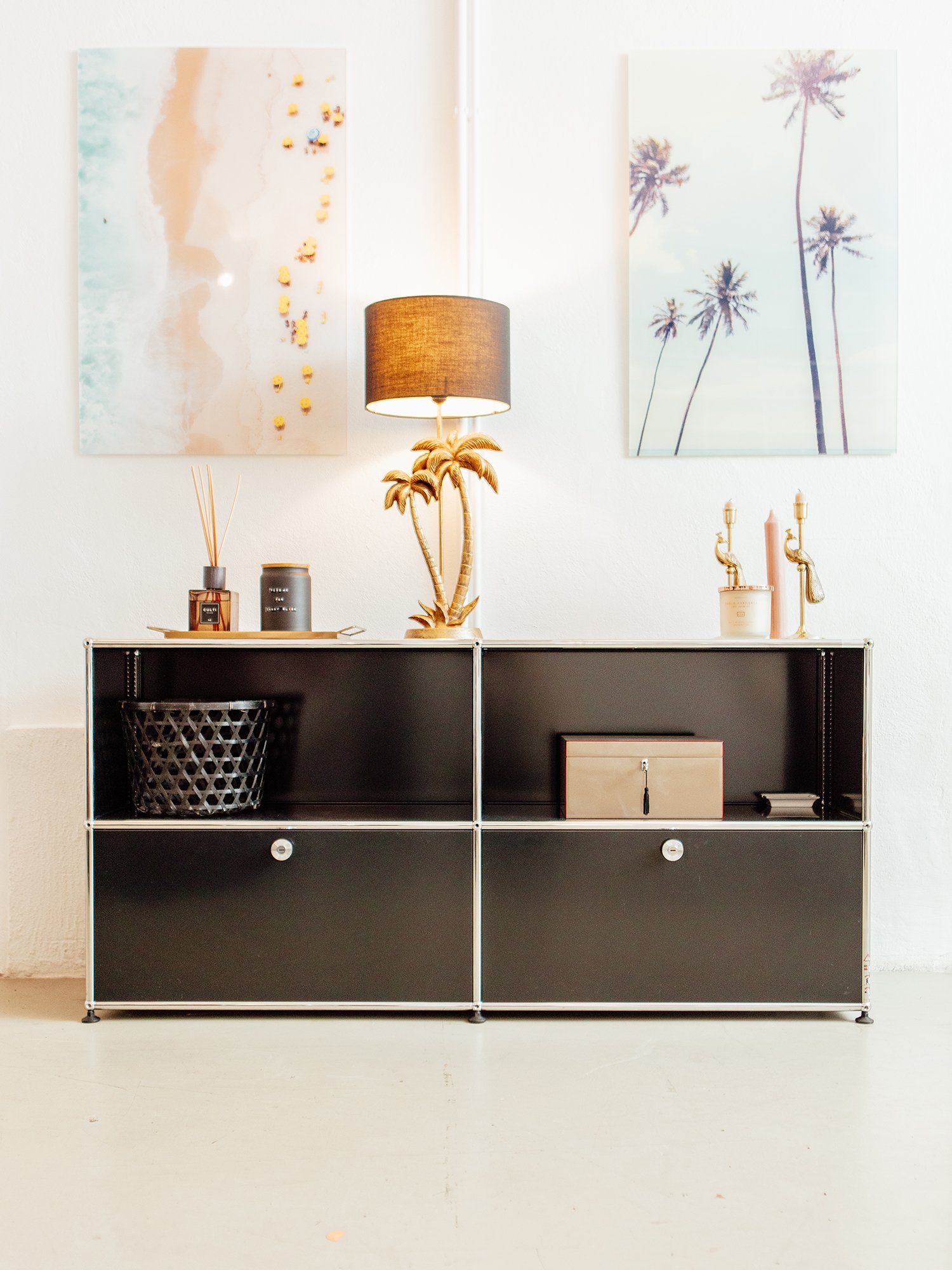 USM Haller Sideboard L with 2 Drop-down Doors, USM green | USM Haller ...