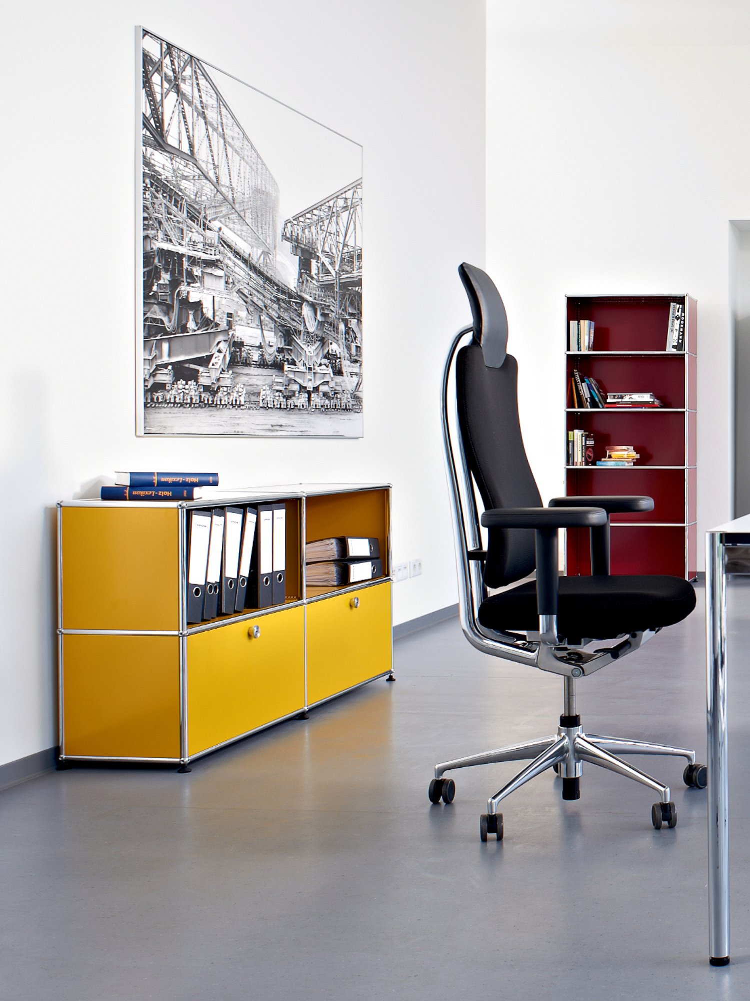 USM Haller Sideboard L with 2 Drop-down Doors, USM green | USM Haller ...