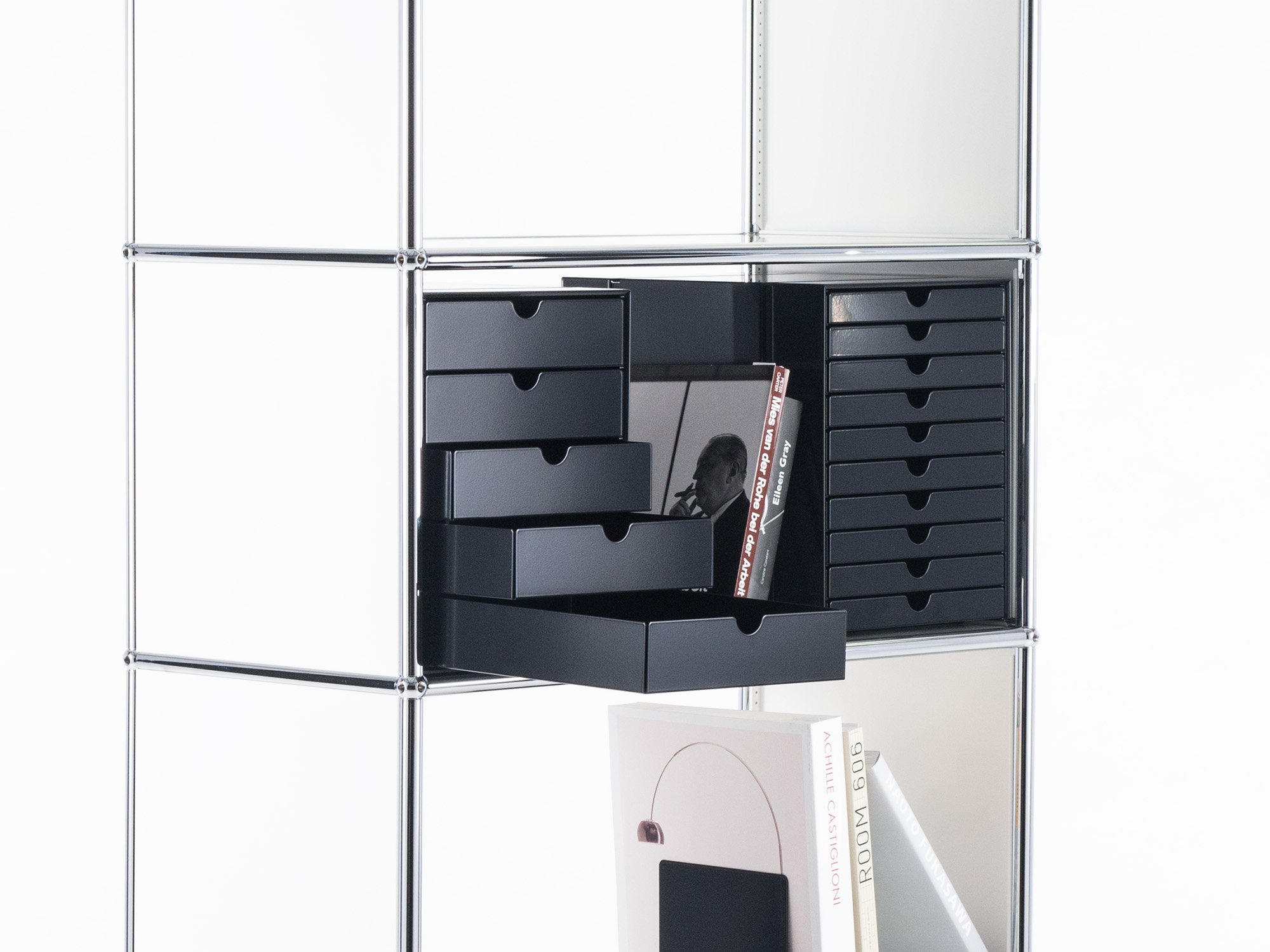 USM Inos Box Set C4 for USM Haller Shelves, with 5 trays, USM