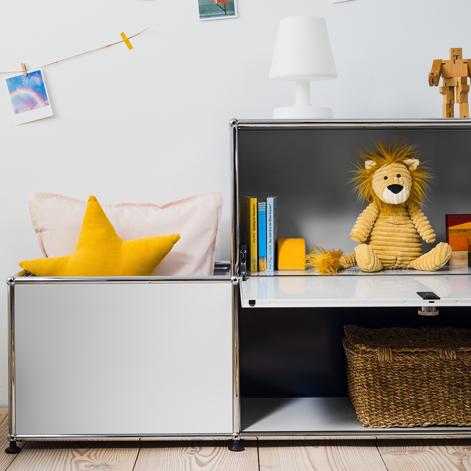 USM Haller Mobile Desk for Kids, Case left, Golden yellow RAL 1004