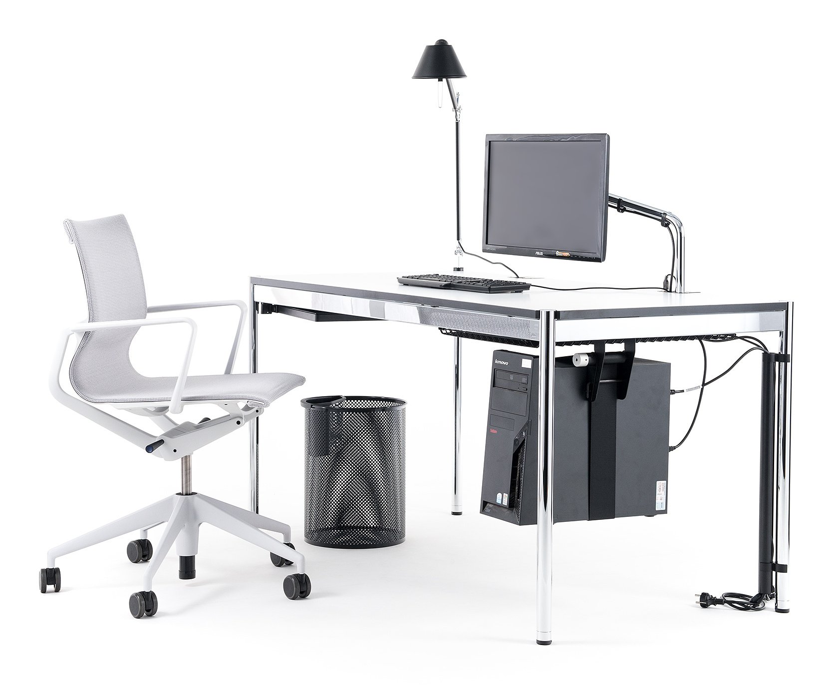 USM Haller Table Plus, 150 x 75 cm, 02-Pearl grey laminate