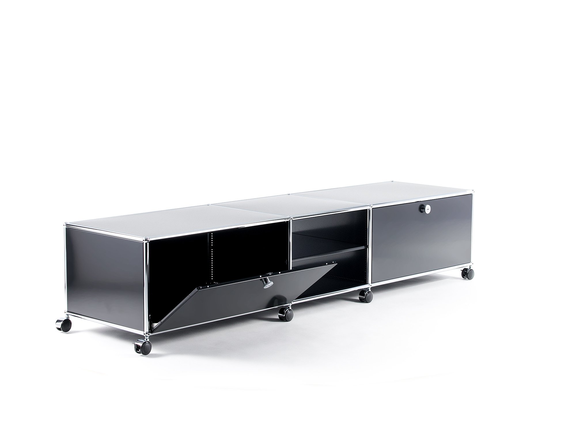 USM Haller TV-Lowboard XL on Castors, Graphite black RAL 9011