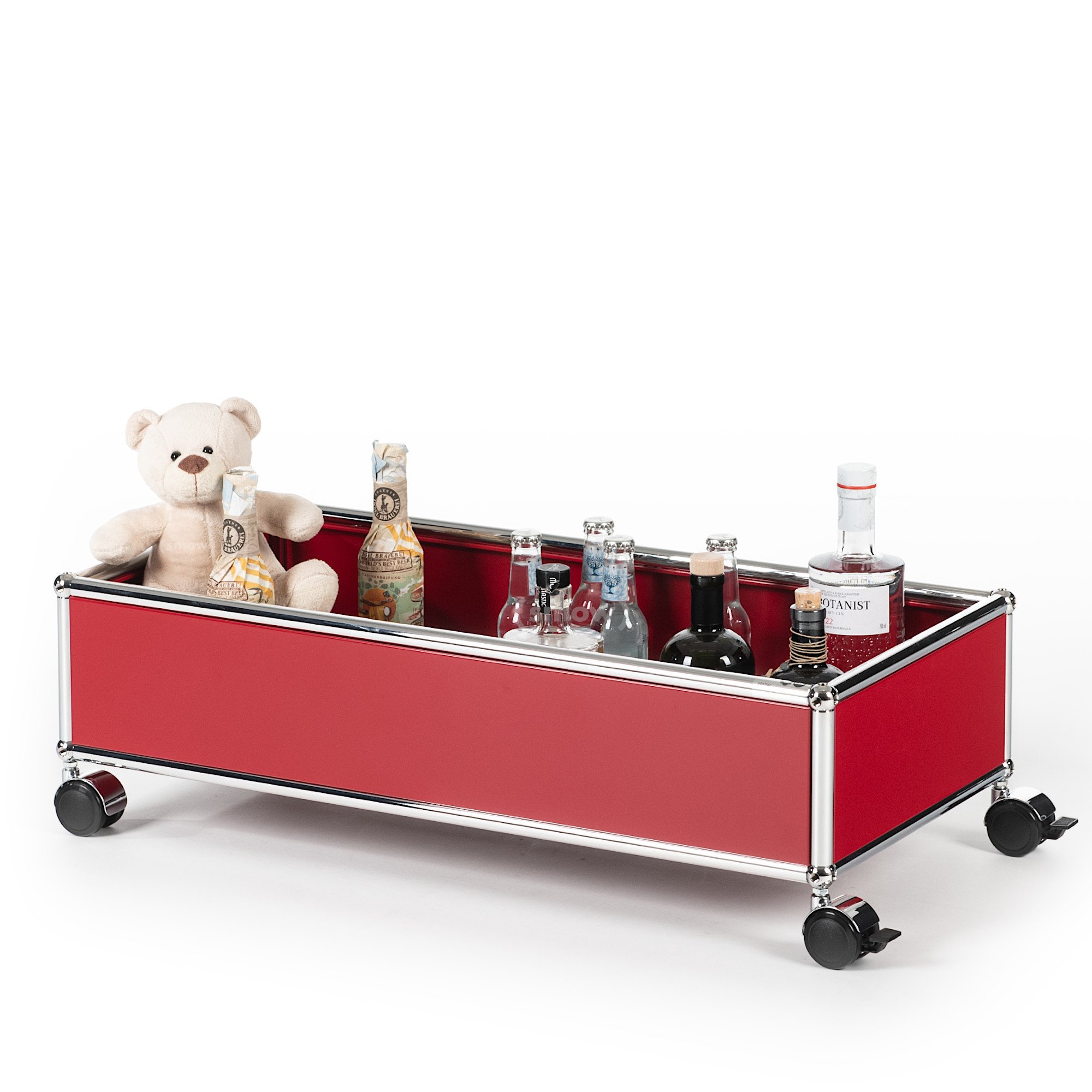 USM Haller ハラ－ D500 メタルボックス 色：ルビーレッド（１） USM Haller Box with Castors, Olive green RAL 6003, Soft castors