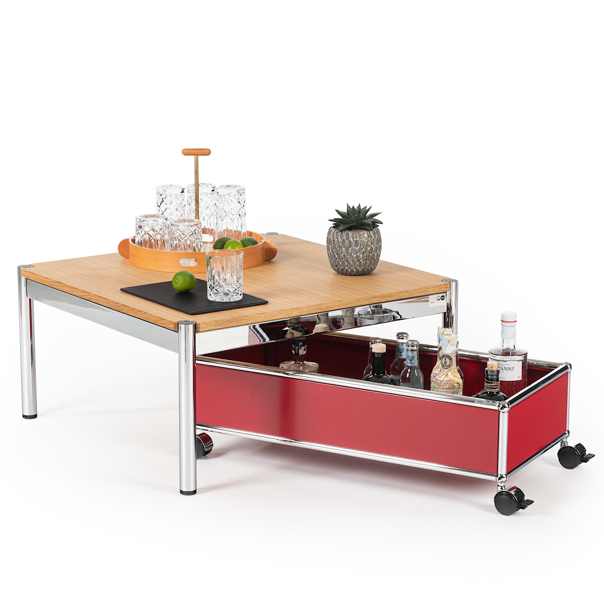 USM Haller box with castors, Olive green RAL 6003, Soft castors