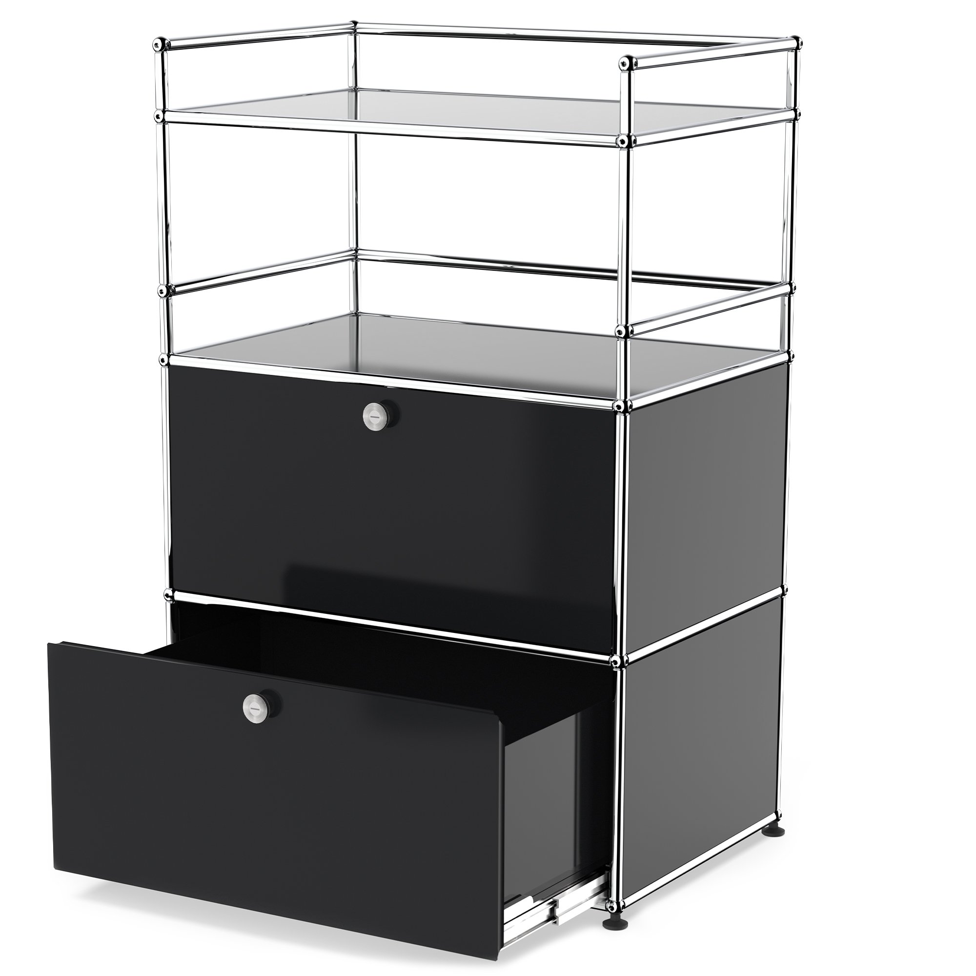 USM Haller Bar Highboard, USM ruby red, With drop-down door and