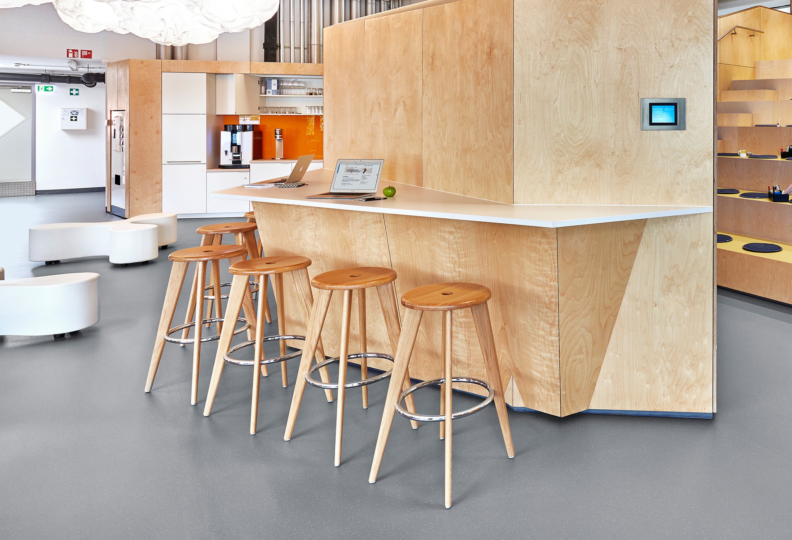 Tabouret Haut Bar Stool, Black oak, chrome foot rests | Vitra | by