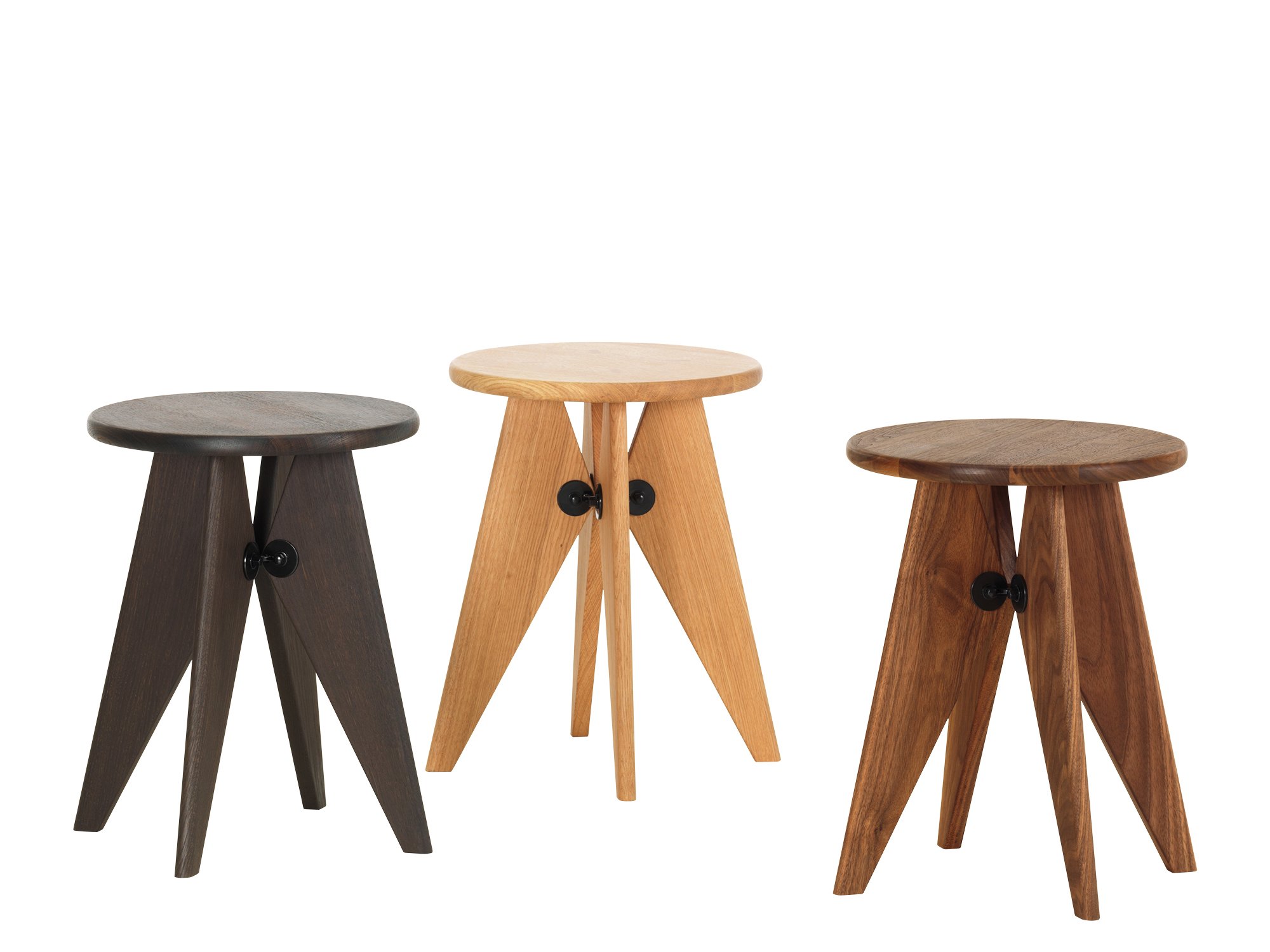 Tabouret Solvay, American walnut solid, oiled | Vitra | by Jean