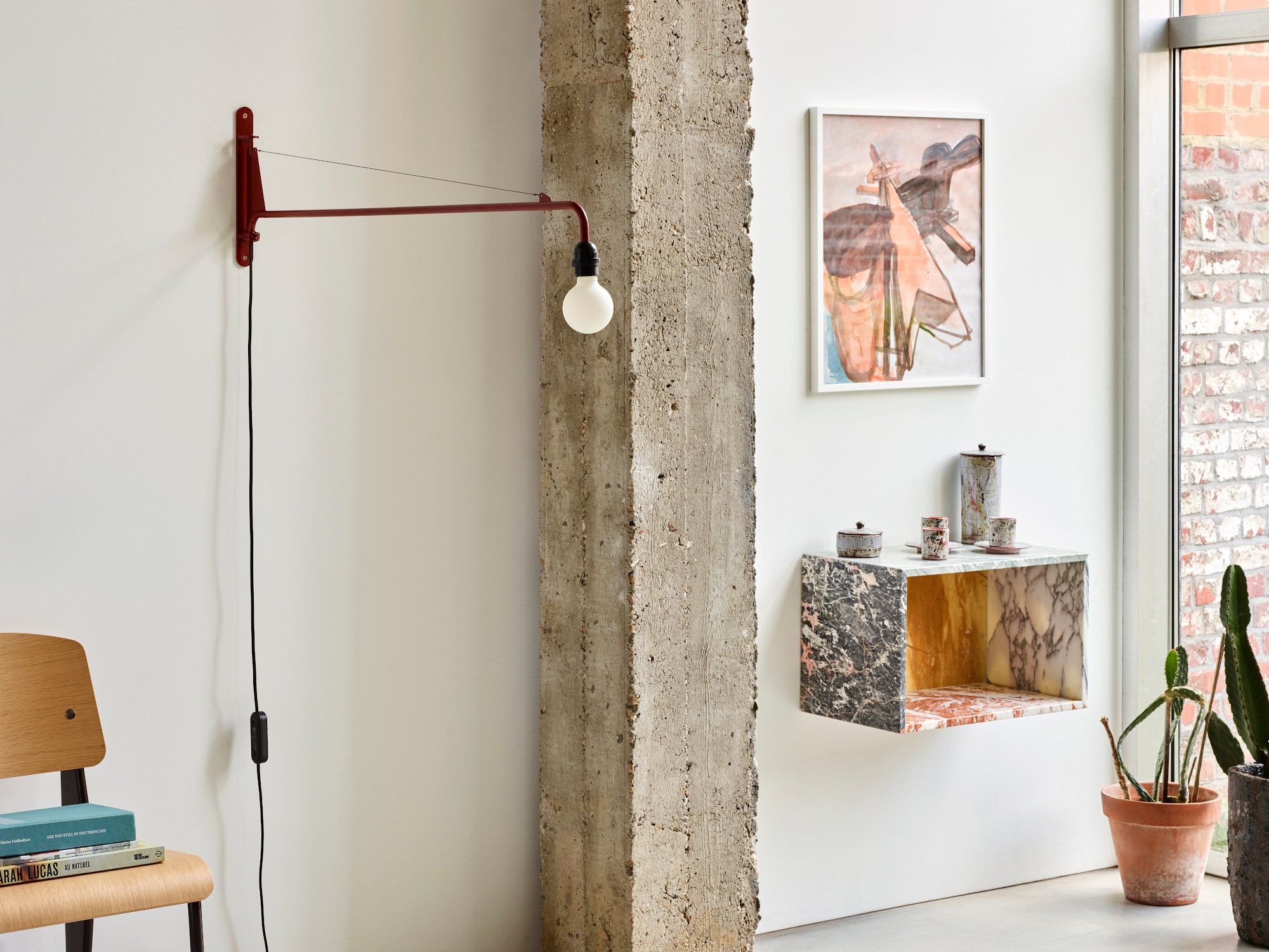 Petite Potence Wall Lamp, Japanese red | Vitra | by Jean Prouvé