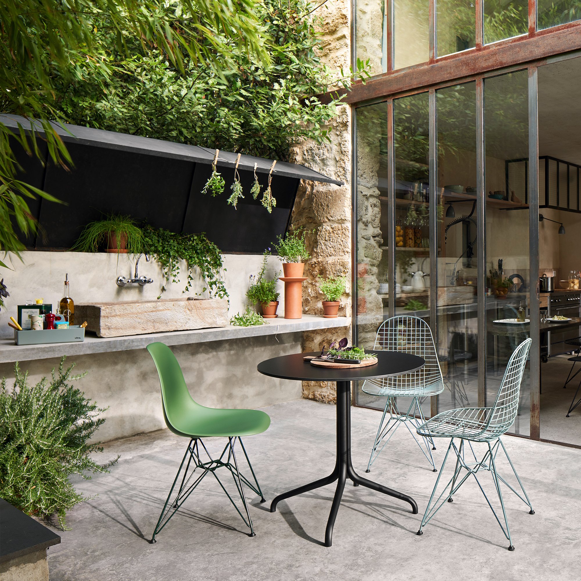 Eames Plastic Side Chair RE DSR New Colours, Pebble / eames sea