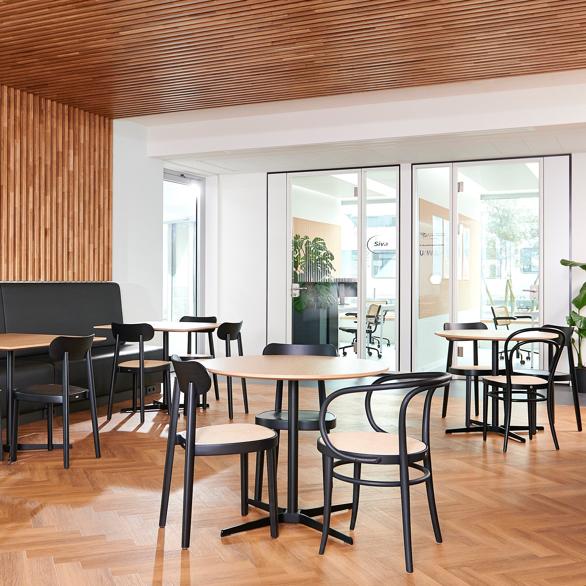 209 / 210 Chair, Rusty red steined beech, Cane work seat, dark